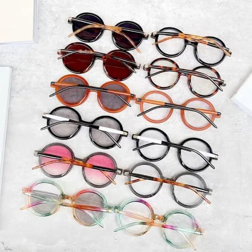 

Модные двухцветные круглые солнцезащитные очки для женщин, ретро-очки для мужчин с защитой от синего света и функцией работы за компьютером MTZJH, Colorful Clear