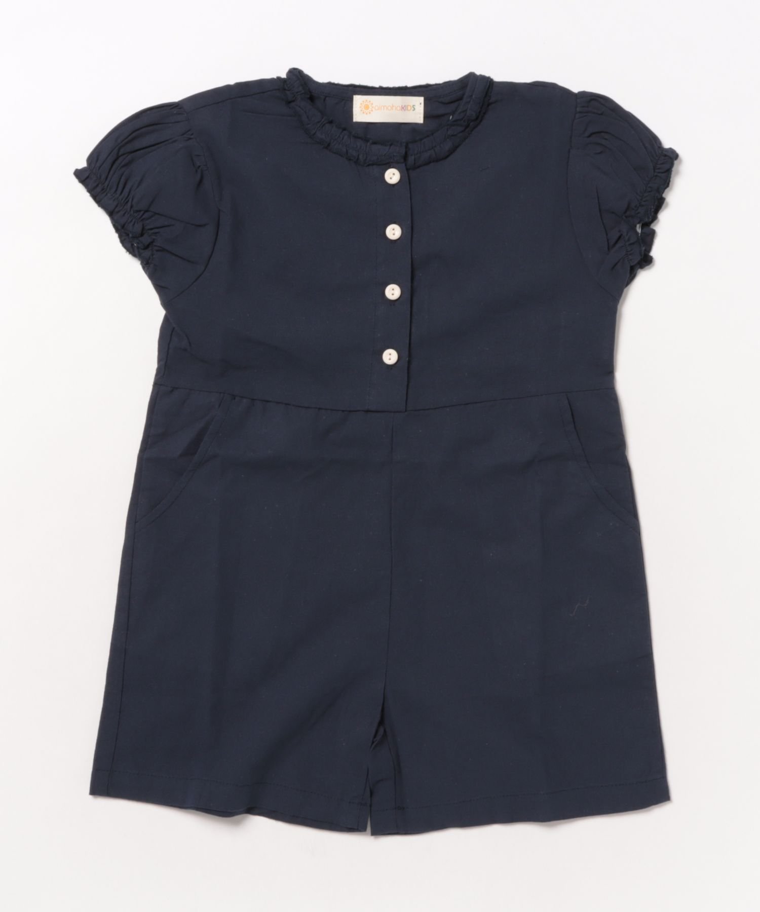 Комбинезон с короткими рукавами и воротником-рюшами Aimoha Kids, Navy — фото 4