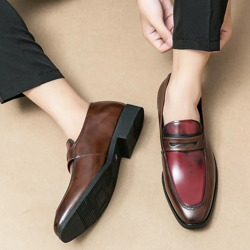 Мужские формальные повседневные кожаные туфли, кожаные лоферы Оксфорд, на слипоне и без, подходят для бизнеса, свадеб, ежедневной езды, прогулок и т.д Zestrelax, красный — фото 3