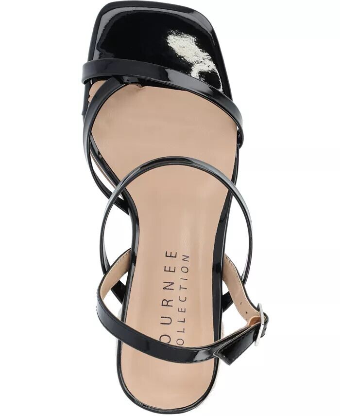 Женские босоножки Olivina Espadrille на блочном каблуке с ремешками Journee Collection, черный — фото 4
