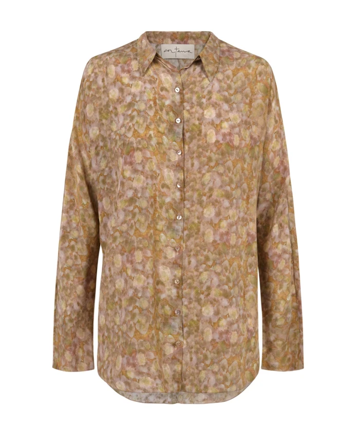 

Карла, топ из шелка с цветочным принтом. Cortana, бежевый