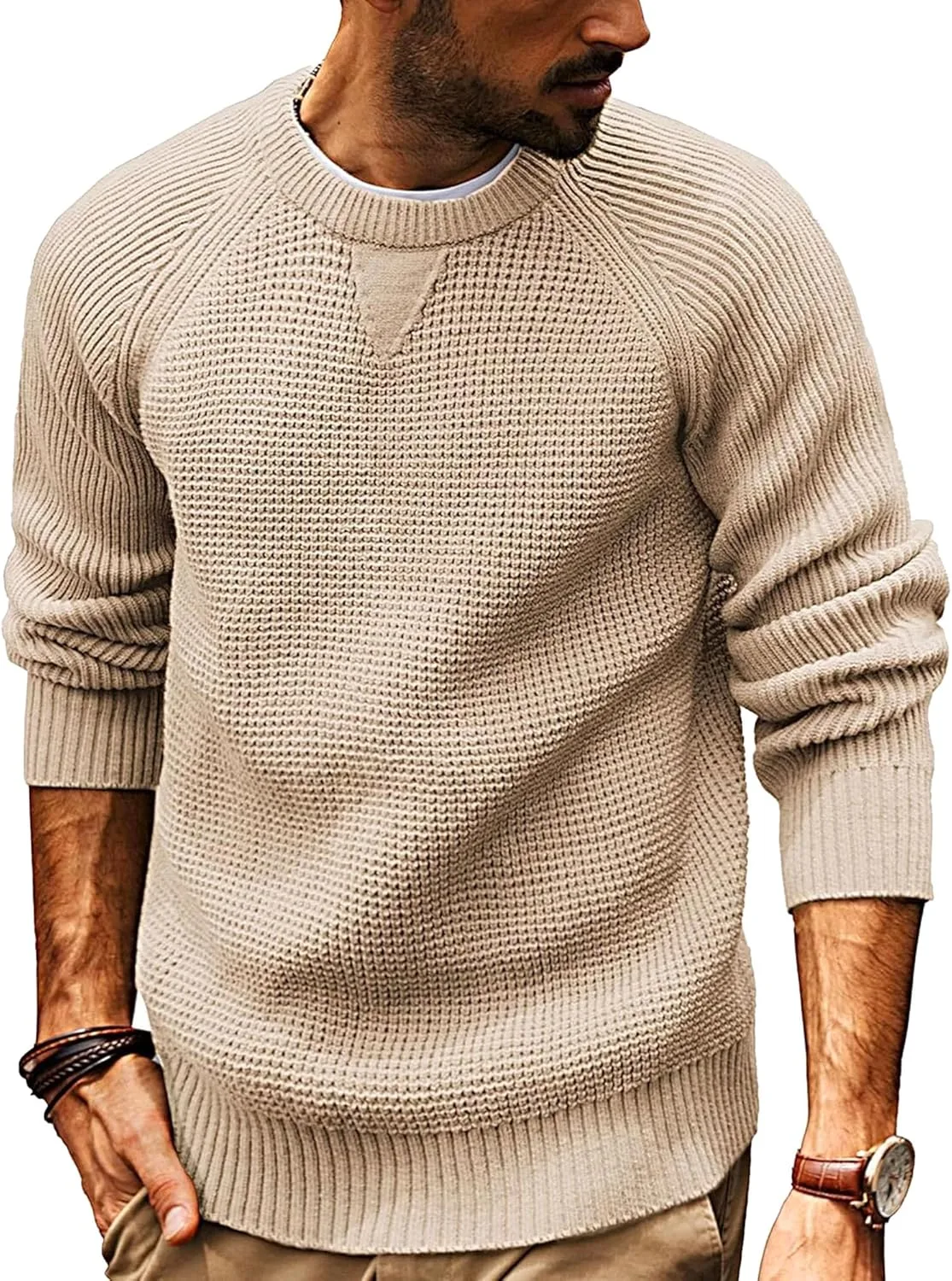 

Мужской свитер с круглым вырезом, зимний, с длинными рукавами, Slim Fit