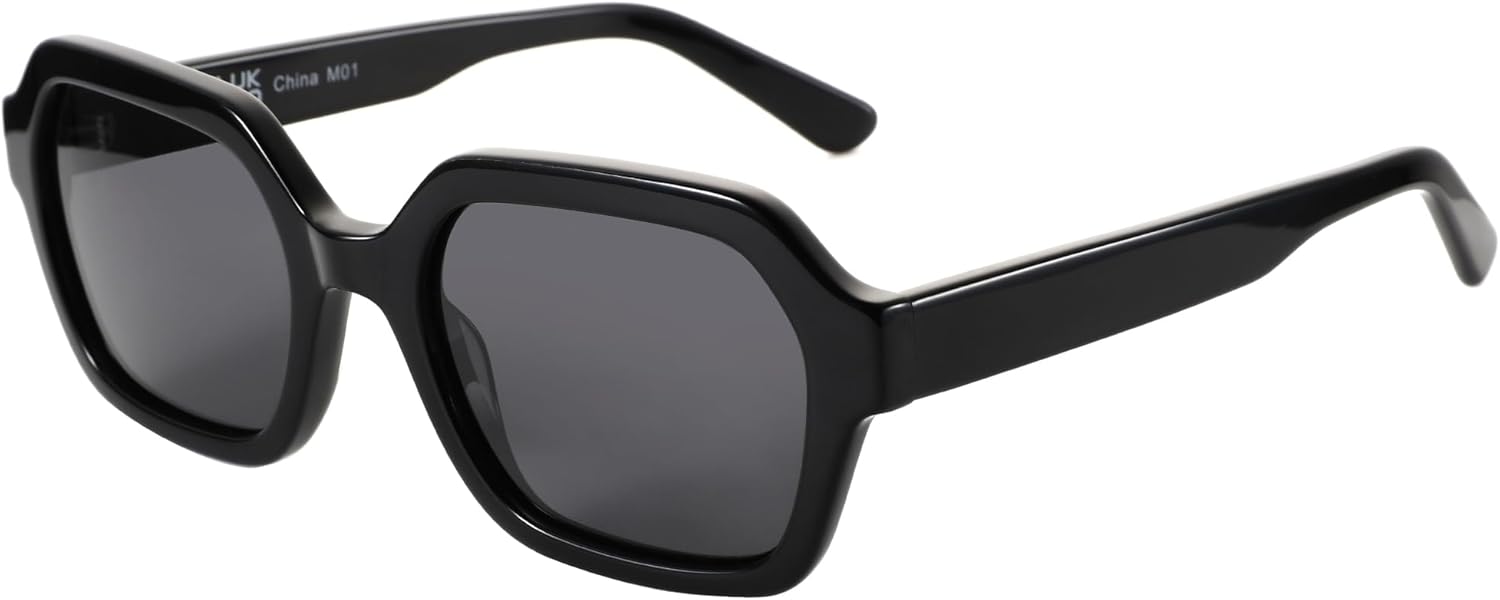 

Солнцезащитные очки ZENOTTIC Retro Polarized Hexagon для женщин, классические винтажные квадратные солнцезащитные очки из ацетата с защитой от УФ-излучения UV400, C01 Black / Grey