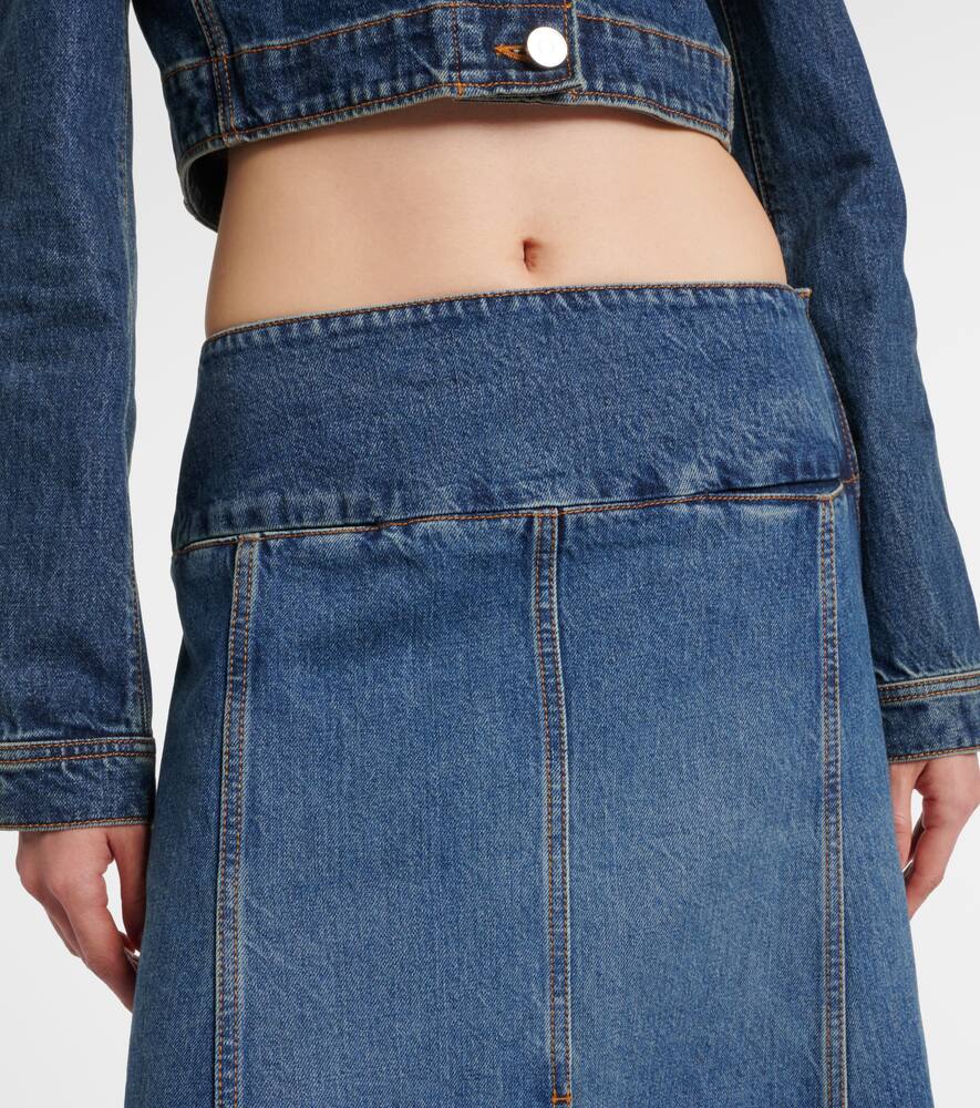 Джинсовая миди-юбка с заниженной талией Alaïa, Bleu Delave — фото 4