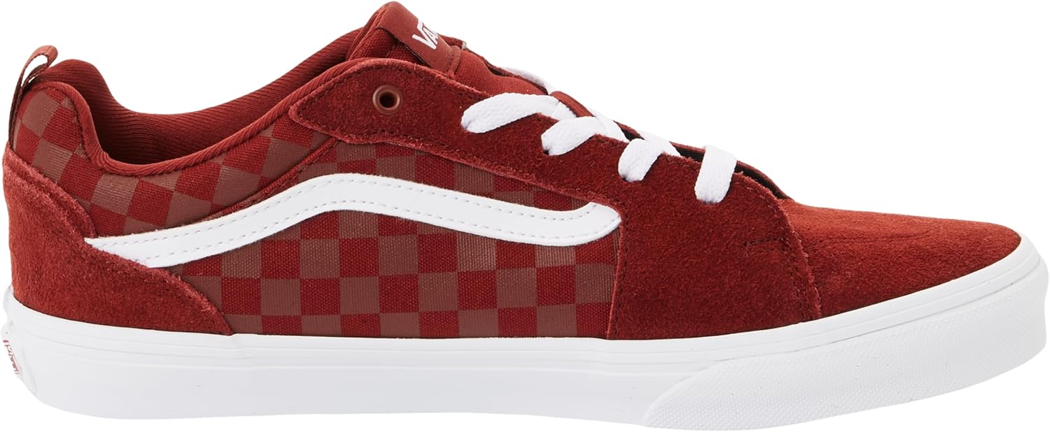 Vans Unisex-Child Filmore Shoe | Низкие модные кроссовки для мальчиков и девочек, для школы и повседневной носки, Tonal Check Brick Red — фото 4