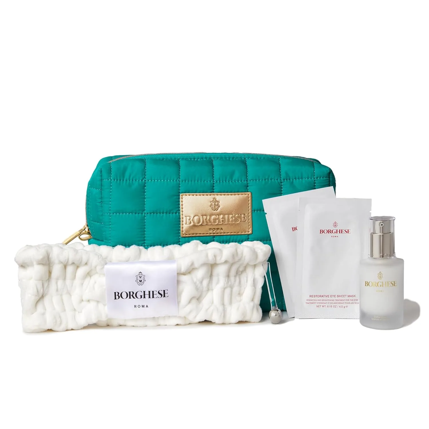 Набор для лифтинга кожи вокруг глаз Borghese Spa Lift Eyes Kit - лифтинг-крем для глаз, тканевые маски, повязка на голову, массажный ролик.