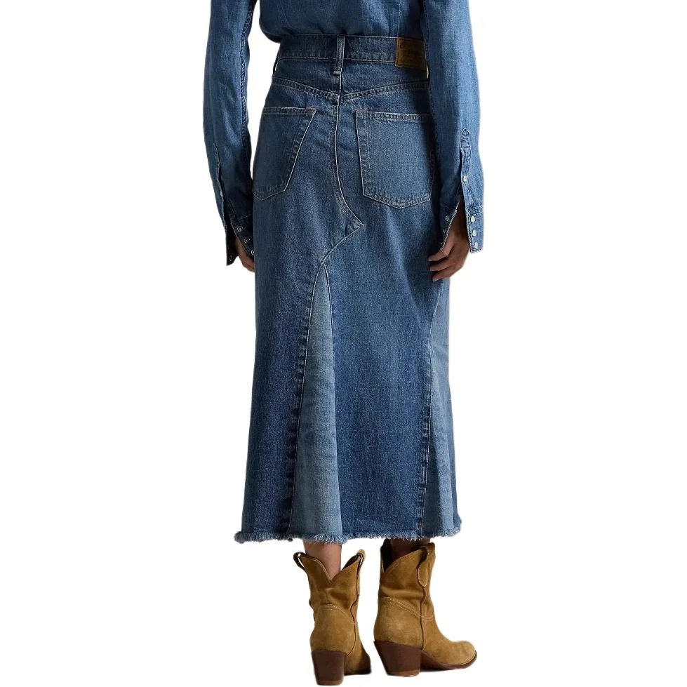 Юбка макси из денима в стиле пэчворк Polo Ralph Lauren, Blue — фото 4