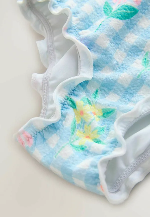 Купальник стандартного кроя с волнистым краем Next, Blue Floral Gingham — фото 3