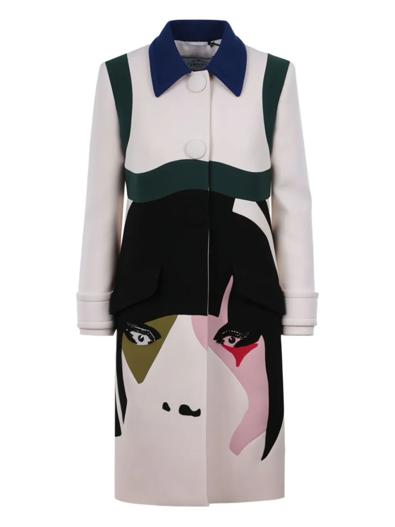 

Однобортное пальто Prada face-intarsia, нейтральный
