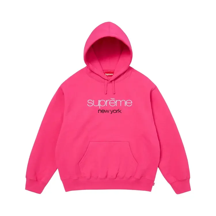 Толстовка Supreme Classic Logo Hooded Sweatshirt 'Bright Fuchsia'