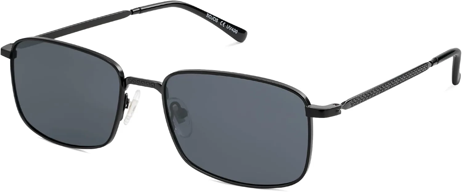 

Солнцезащитные очки SOJOS в стиле ретро-винтаж, прямоугольные, поляризованные, классические, с защитой от УФ-излучения UV400, металлические, модель SJ1215, Black/Grey