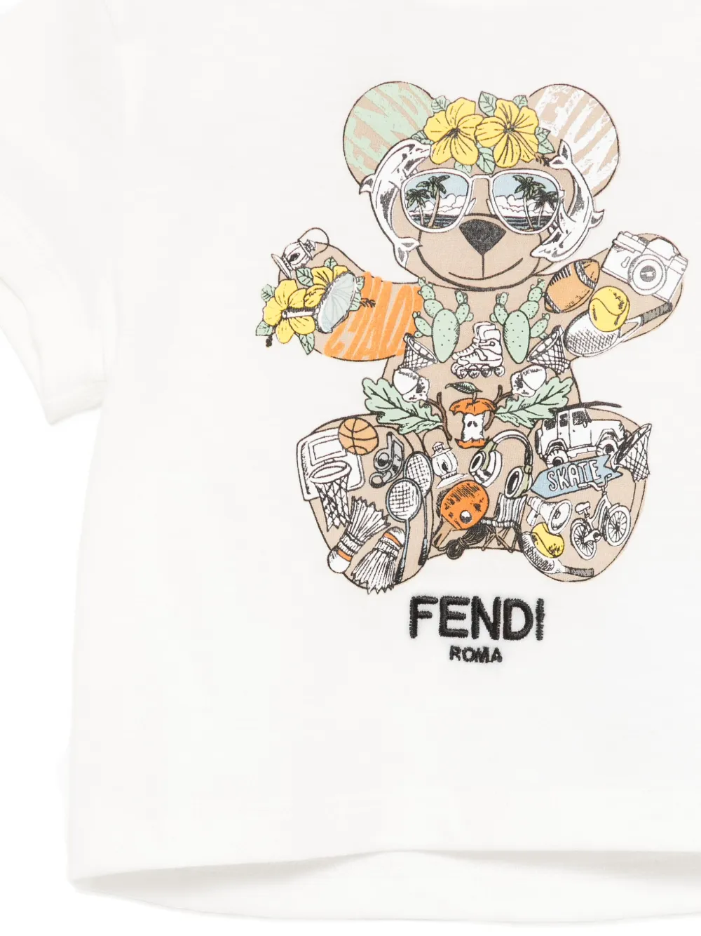Футболка с графичным принтом FENDI KIDS, белый — фото 3