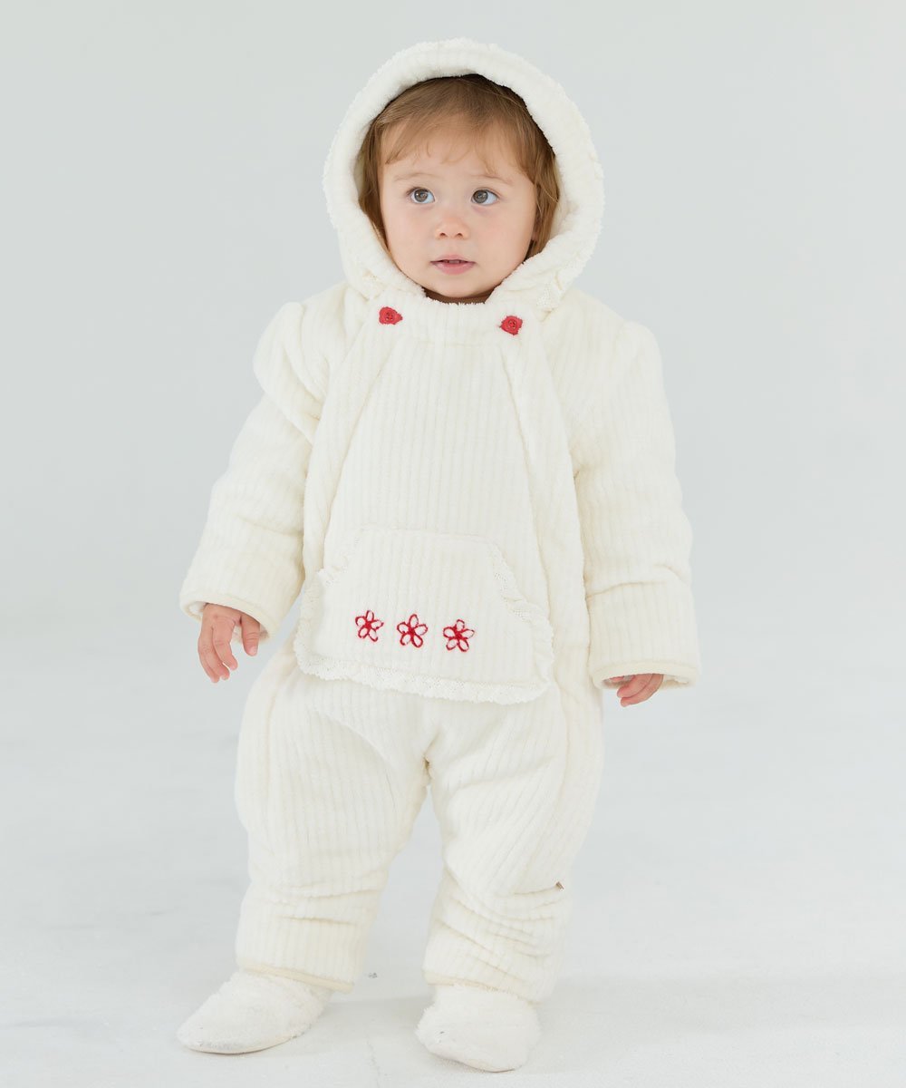 Комбинезон с капюшоном из искусственного меха Love Me Moimoln, ivory