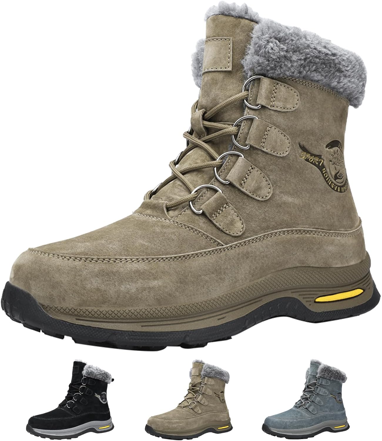 

Мужские зимние высокие шнурованные сапоги Optigard с меховой подкладкой, теплые, водонепроницаемые, с мехом, для холодной погоды, уличные, противоскользящие, для работы и походов, хаки