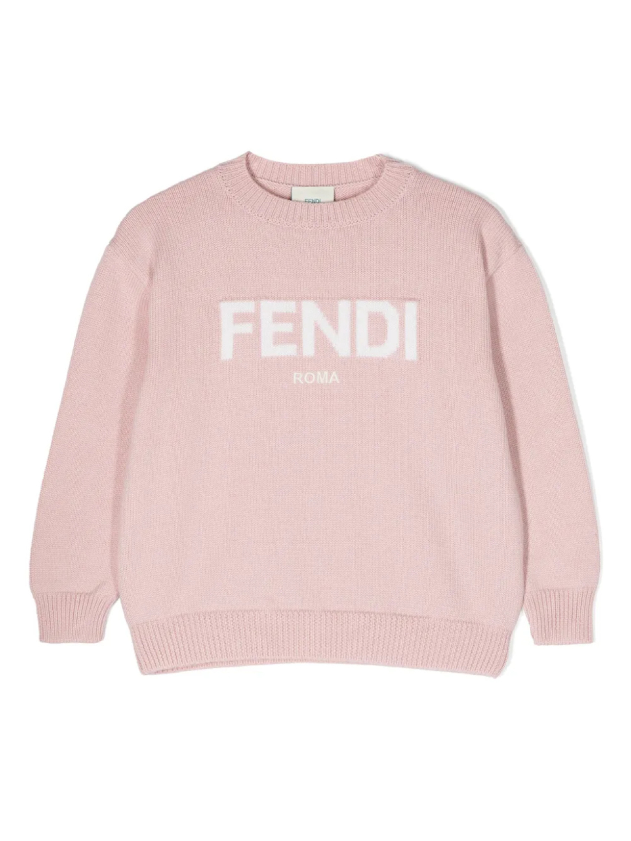 

Джемпер из вирджинской шерсти с логотипом Fendi Kids, розовый