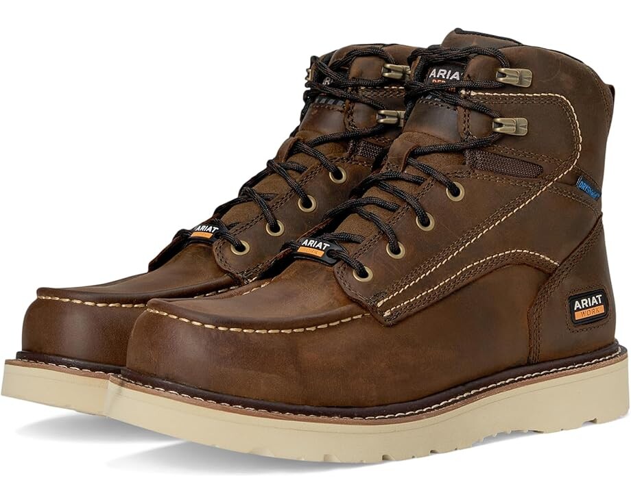 

Ботинки Ariat Rebar Wedge Moc Toe 6" Waterproof Work Boots, цвет Distressed Brown