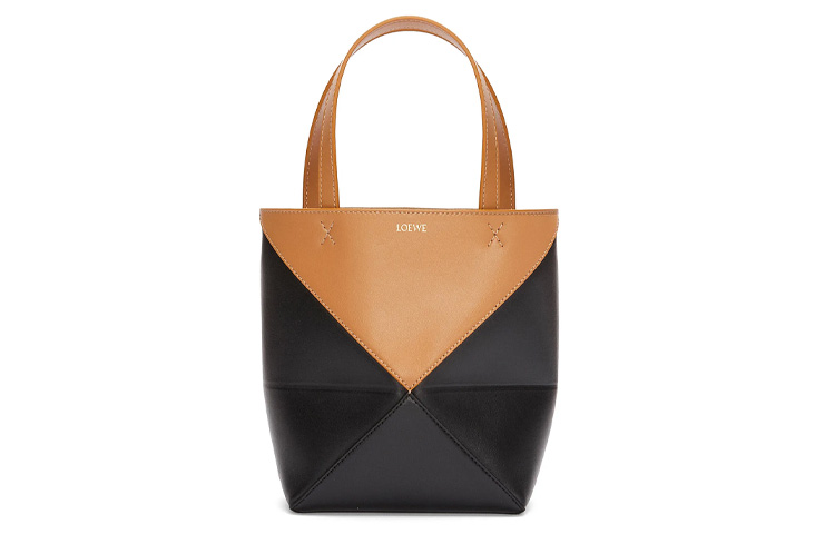 

LOEWE Блестящая кожаная сумка мини женская теплый песочный желтый и черный