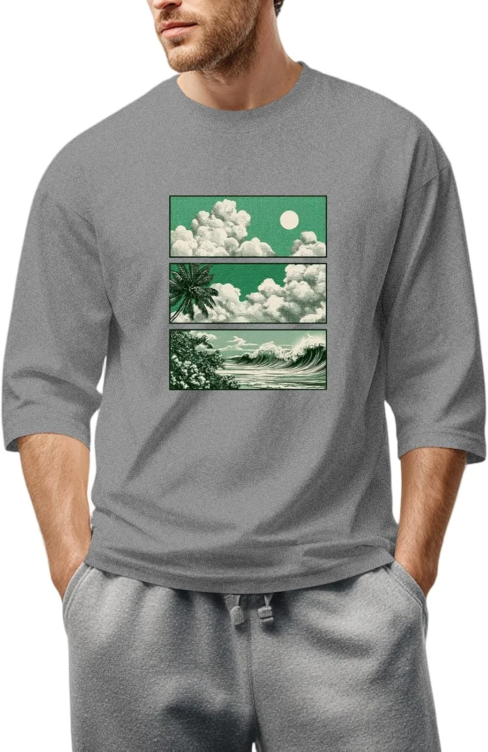 

WENKOMG1 мужская футболка с принтом, 3/4 рукава, S-3XL