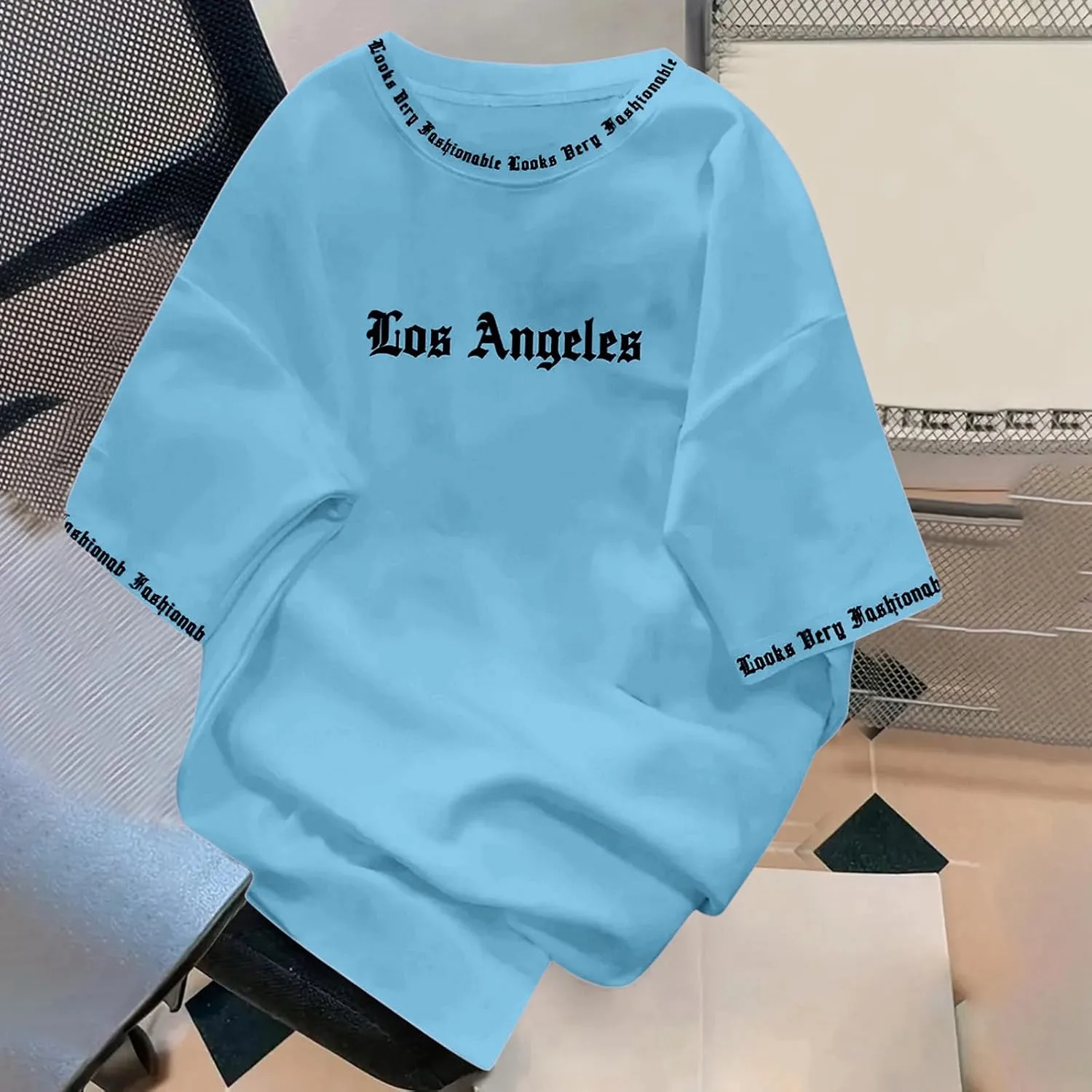Футболка Casual с коротким рукавом и принтом Alphabet, Crew Neck, Regular Fit — фото 2