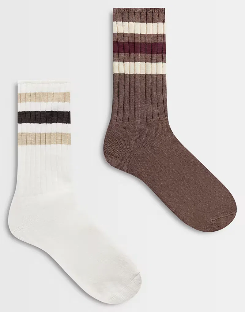 Комплект из двух ребристых носков Adidas Originals, хаки