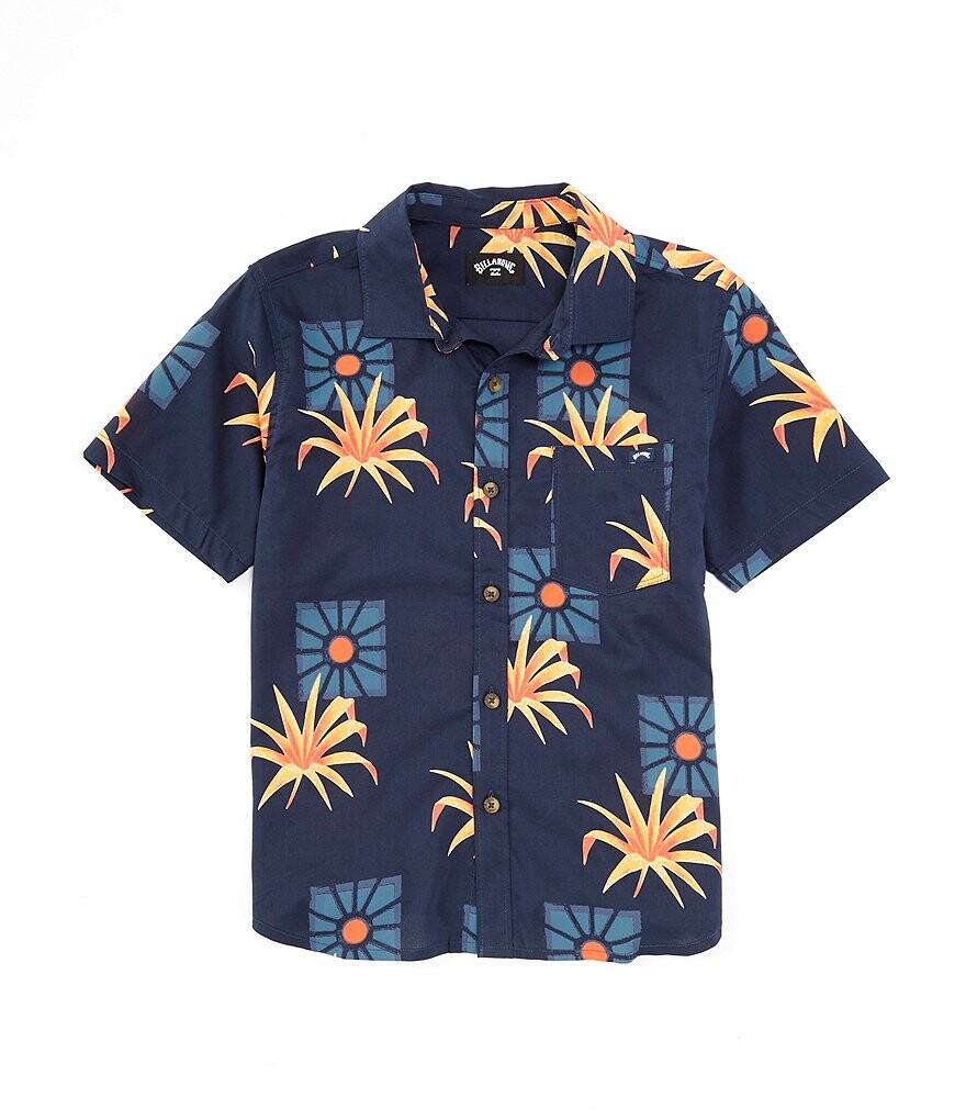 

Тканая рубашка с короткими рукавами Billabong Little Boys 2T-7 Sundays, синий
