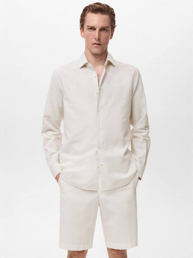 

Рубашка из смеси хлопка и льна Mango