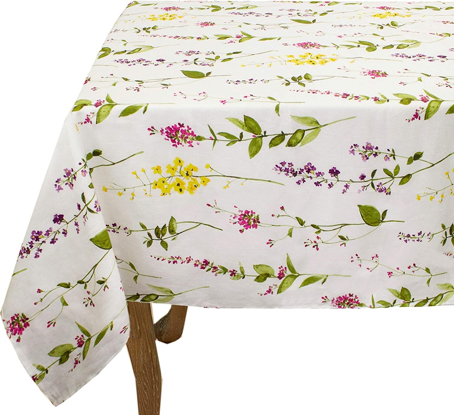 

Льняная скатерть в цветочек Fennco Style 60 x 60 дюймов, белый