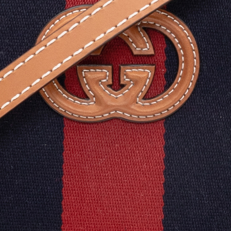 GUCCI Хлопковая сумка-тоут с кантом из кожи — фото 4