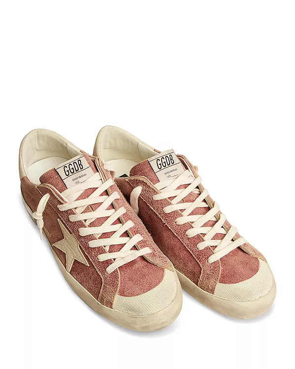 Мужские кожаные низкие кроссовки Super Star Golden Goose, розовый — фото 3