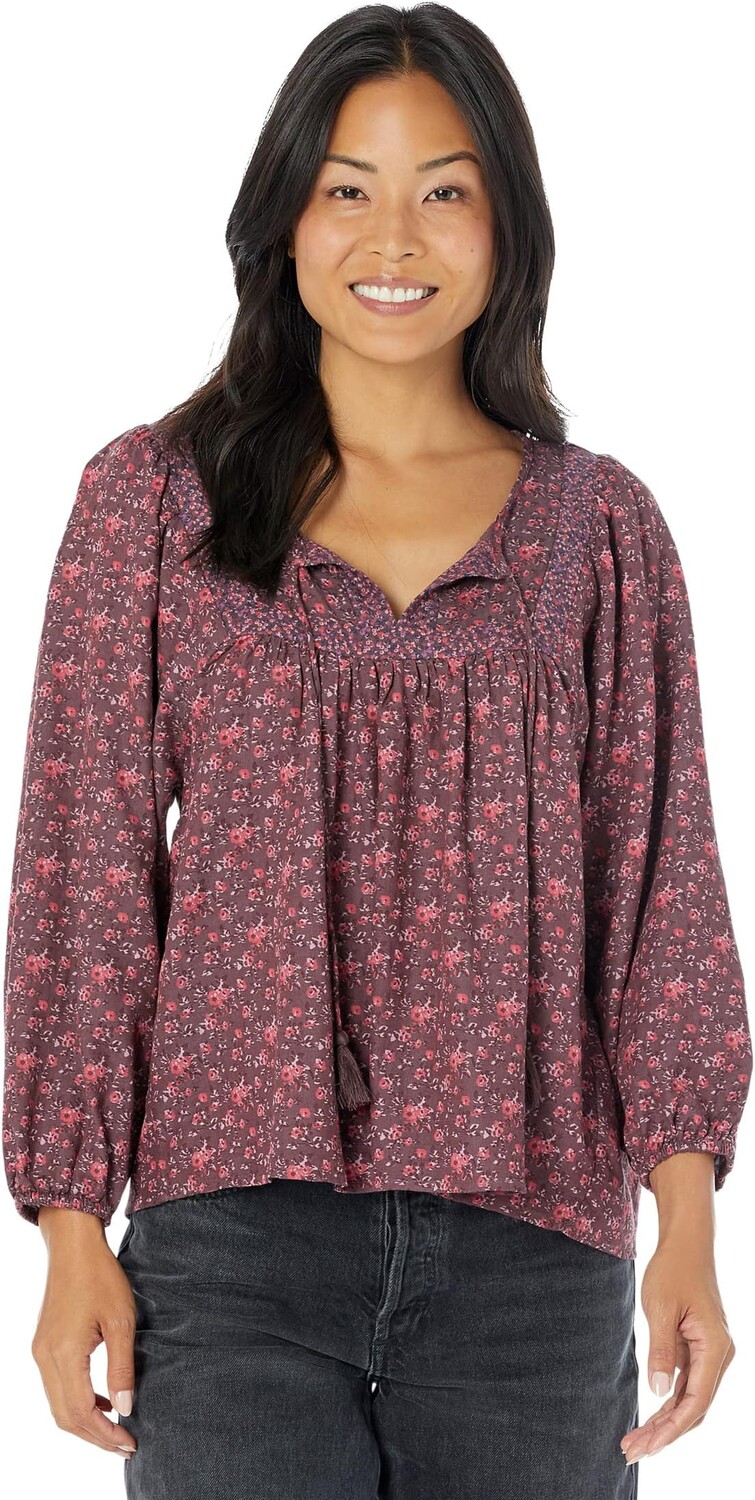

Пуловер Lucky Brand Long Sleeve Mix Print Peasant, цвет Huckleberry Multi