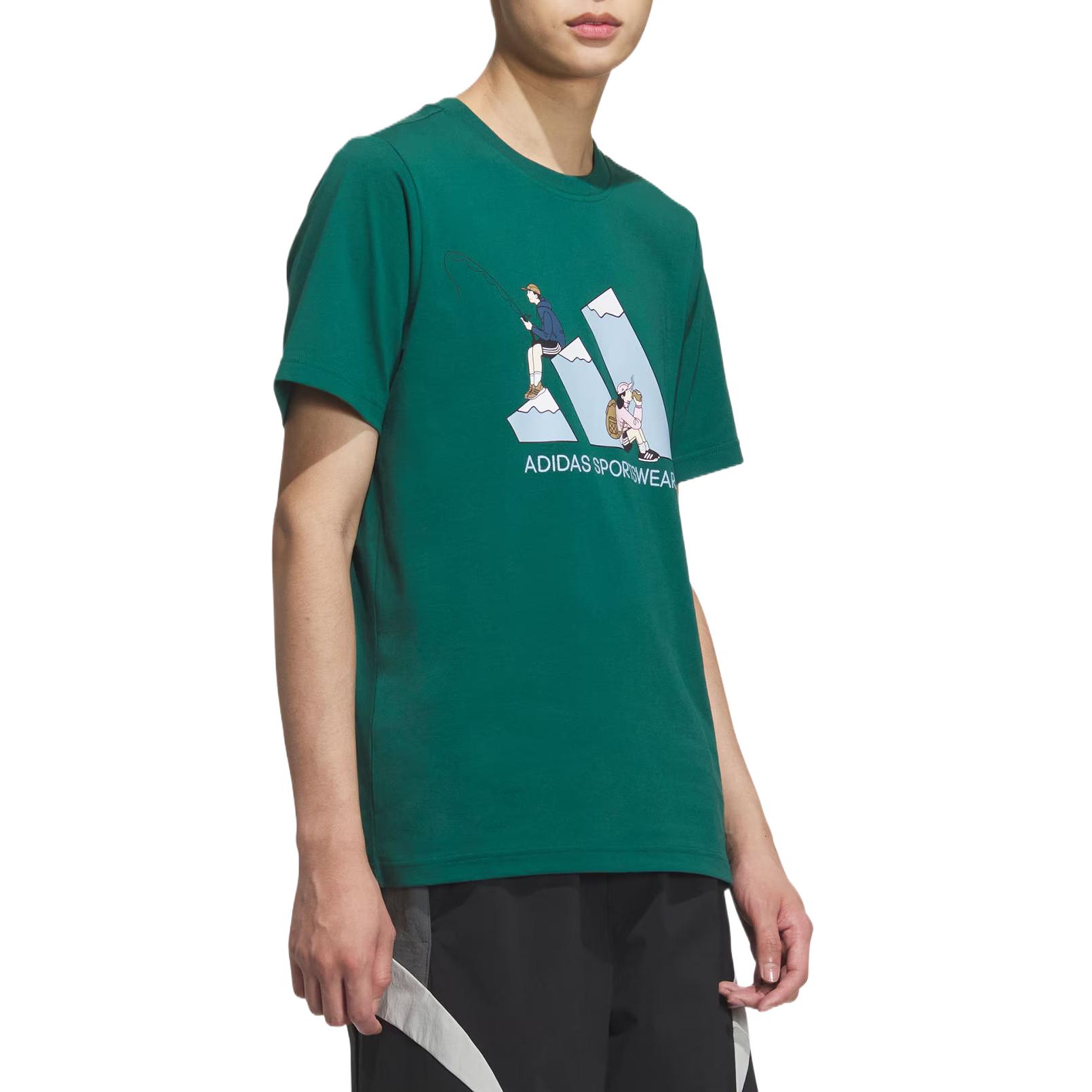 Adidas Графическая футболка с коротким рукавом Unisex Forest Green — фото 4