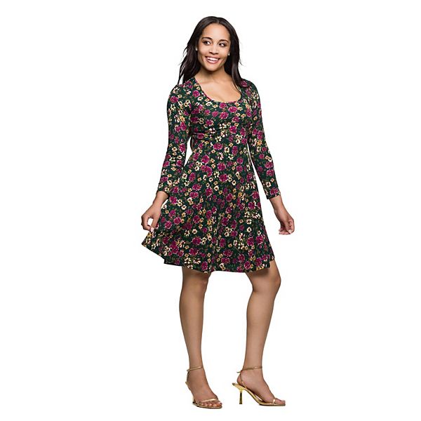 

Женское платье мини с длинным рукавом и цветочным принтом 24Seven Comfort Apparel