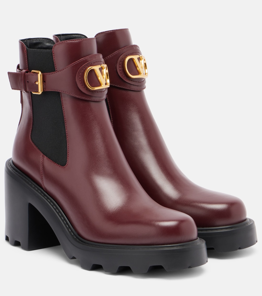 Кожаные ботильоны Vlogo Signature 90 Valentino Garavani, Dark Granet
