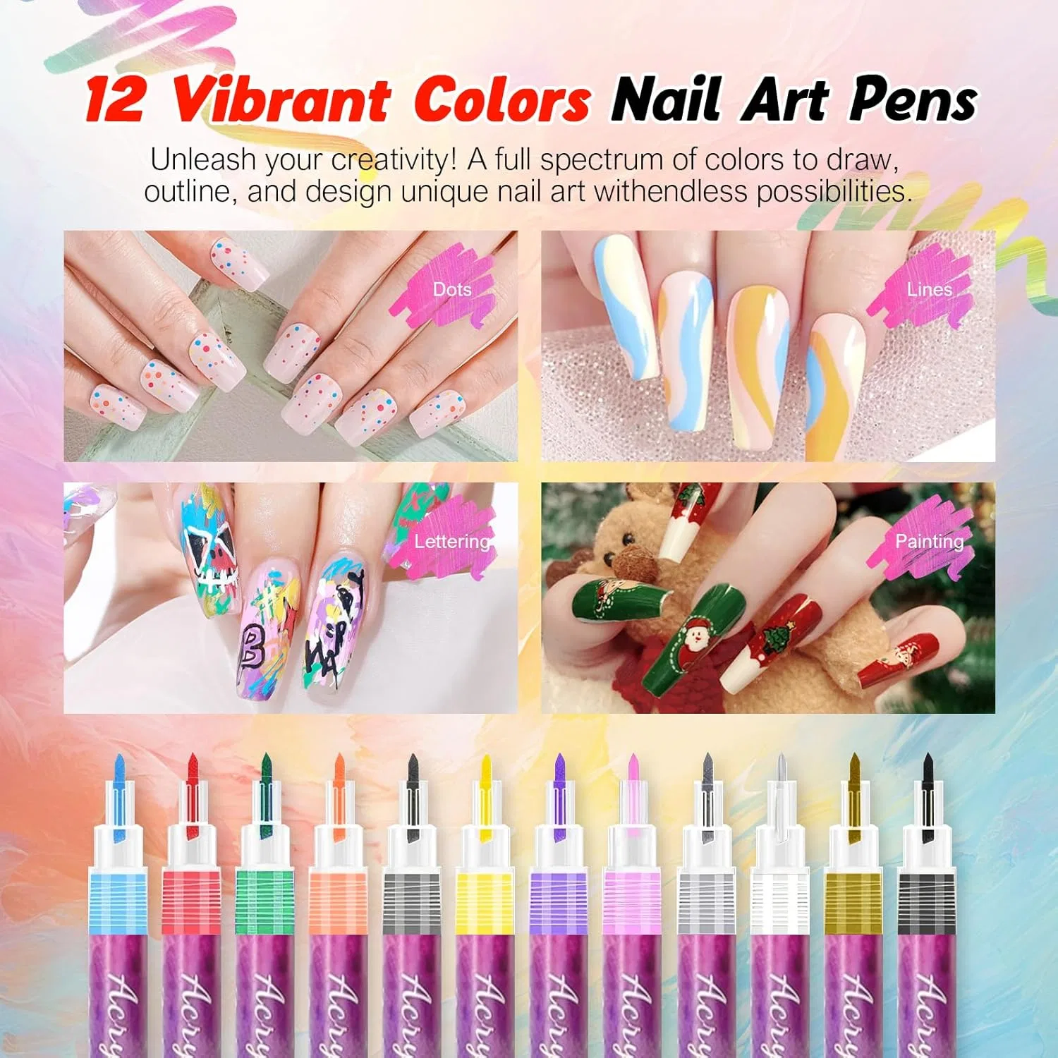Набор из 12 3D-ручек для нейл-арта от MAGIC ARMOR Magic Armor, 12 Colours - Dotting — фото 2