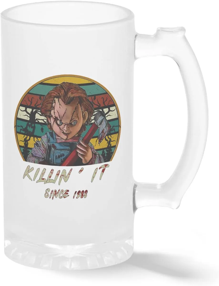 Прозрачная пивная кружка Halloween Childs Play Chucky Killin' It Sine 1988 Stone 500 мл B&S Boutique