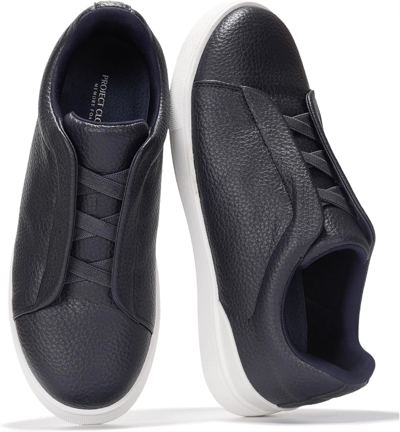 

Мужские кроссовки Project Cloud с стелькой из настоящей кожи и памяти формы - легкие и противоскользящие кроссовки для мужчин, повседневные кроссовки без шнурков (Hudson), темно-синий