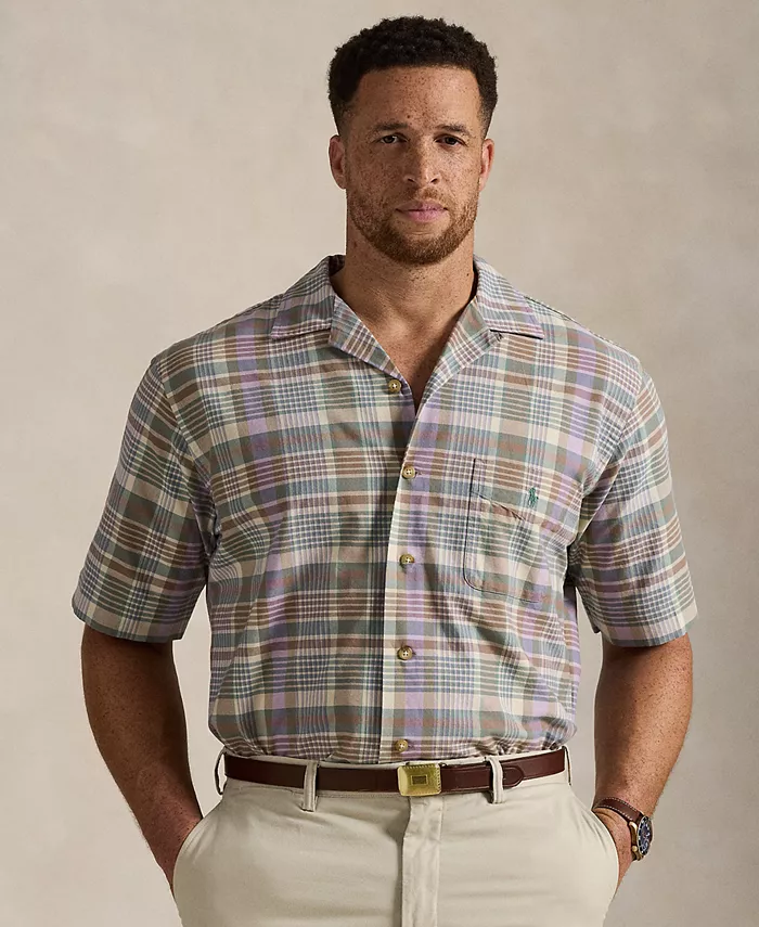 

Мужская рубашка в клетку Big & Tall Oxford Camp Polo Ralph Lauren, зеленый