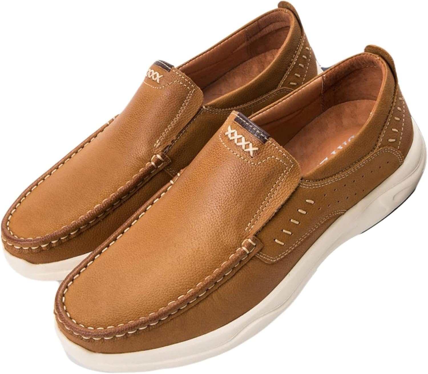 

Мужские удобные и повседневные лоферы, кожаные слипоны, ультралегкие прогулочные туфли, офисные лоферы Oxcowniu, коричневый