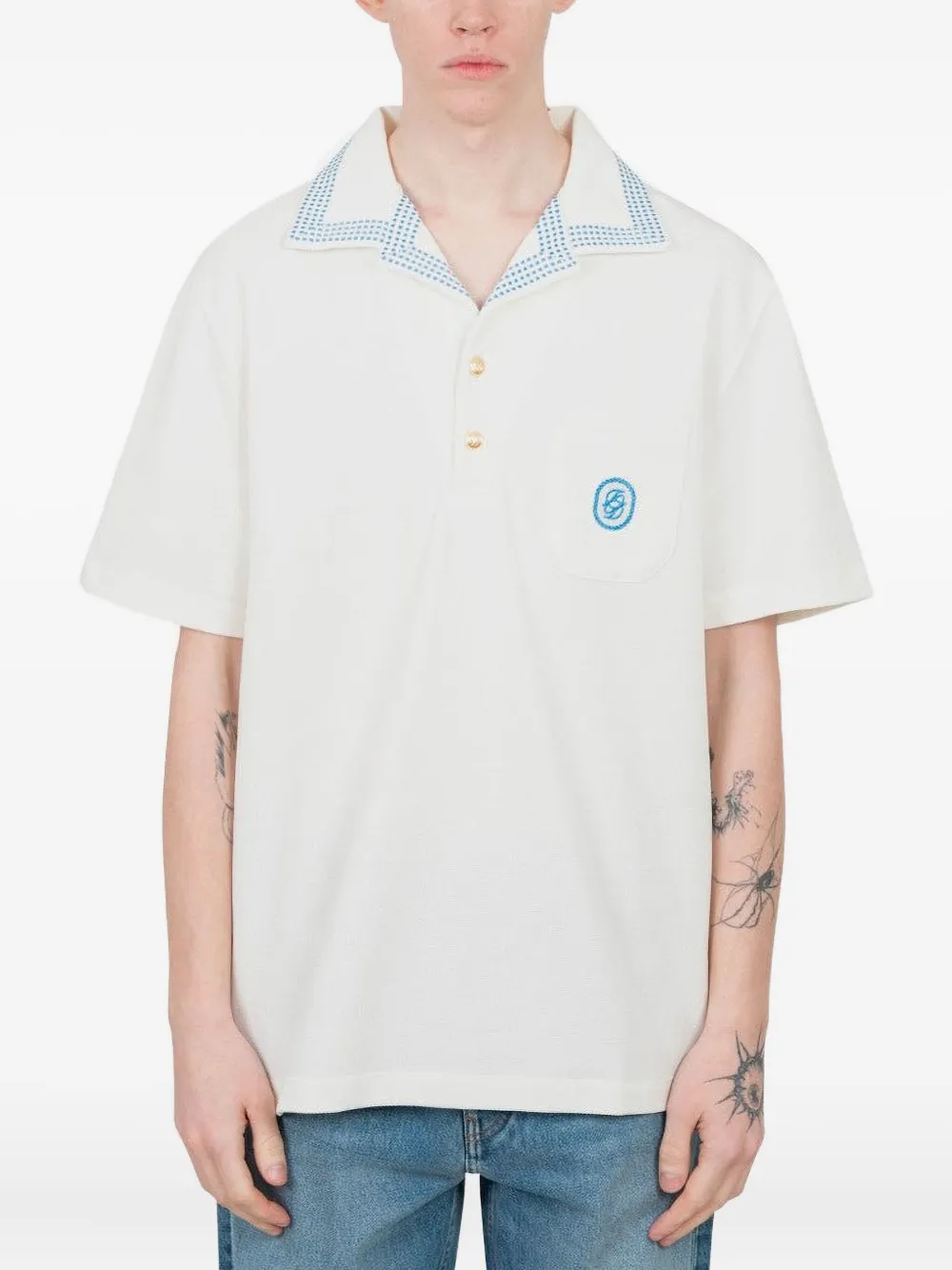 

Рубашка поло Le Polo Piqué Damier Drôle De Monsieur, белый