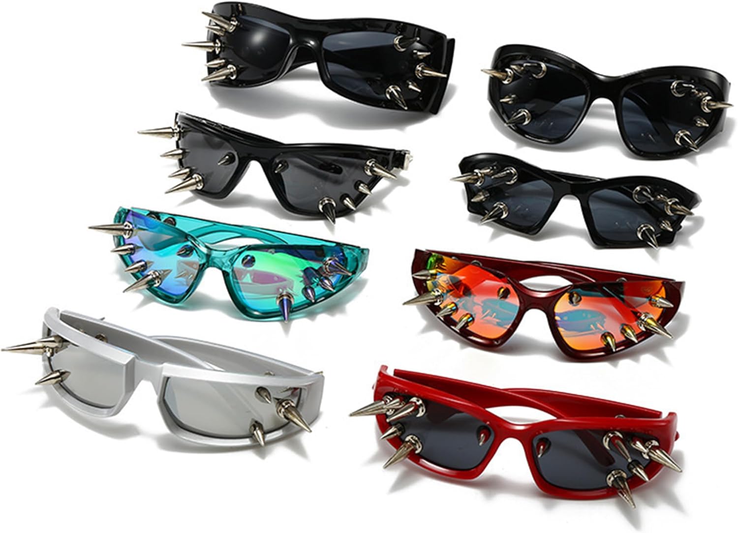 

Солнцезащитные очки bullabulling Wrap Around Y2K для женщин и мужчин, стильные солнцезащитные очки с заклепками, персонализированные солнцезащитные очки для уличных вечеринок, Green