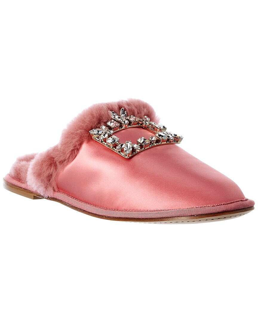 Roger Vivier Hotel Атласные мюли Vivier Broche с брошью, розовый — фото 2