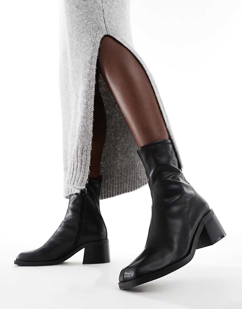 ASOS DESIGN Wide Fit – Ranger – Элегантные черные ботильоны на среднем каблуке
