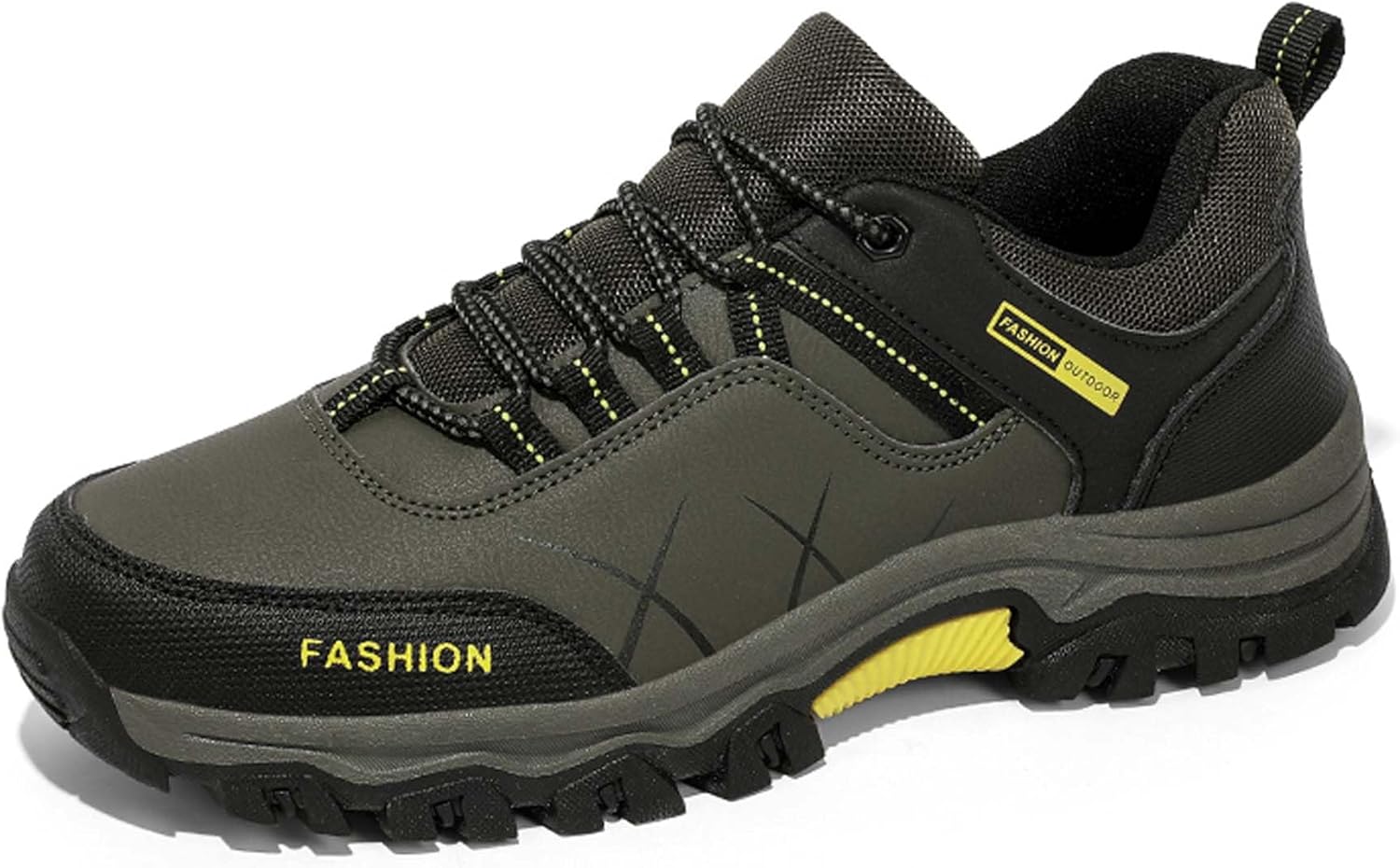 

DZBAJRQM Мужские и женские походные ботинки на шнуровке, стойкие к скольжению и износу, удобные и дышащие, походные ботинки с резиновой подошвой для туристических маршрутов, парковые прогулки, скалолазание, зеленый