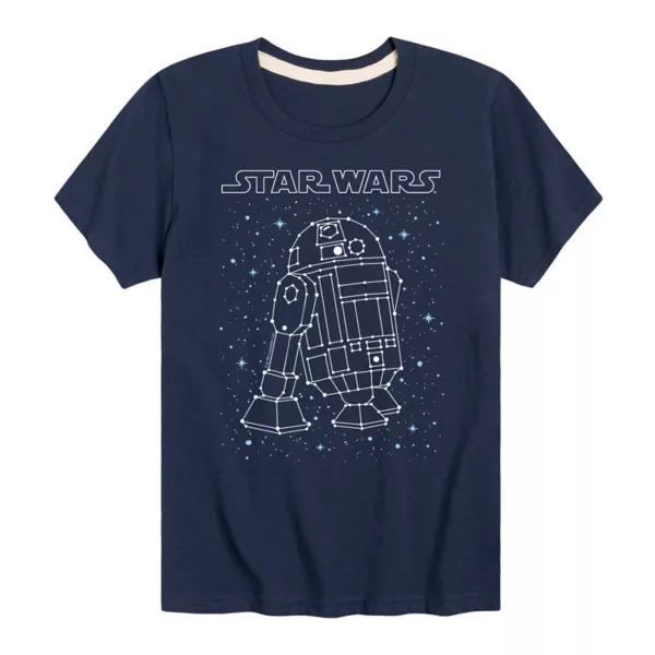 

Футболка для мальчиков 8-20 лет с принтом R2-D2 и созвездиями Star Wars, синий