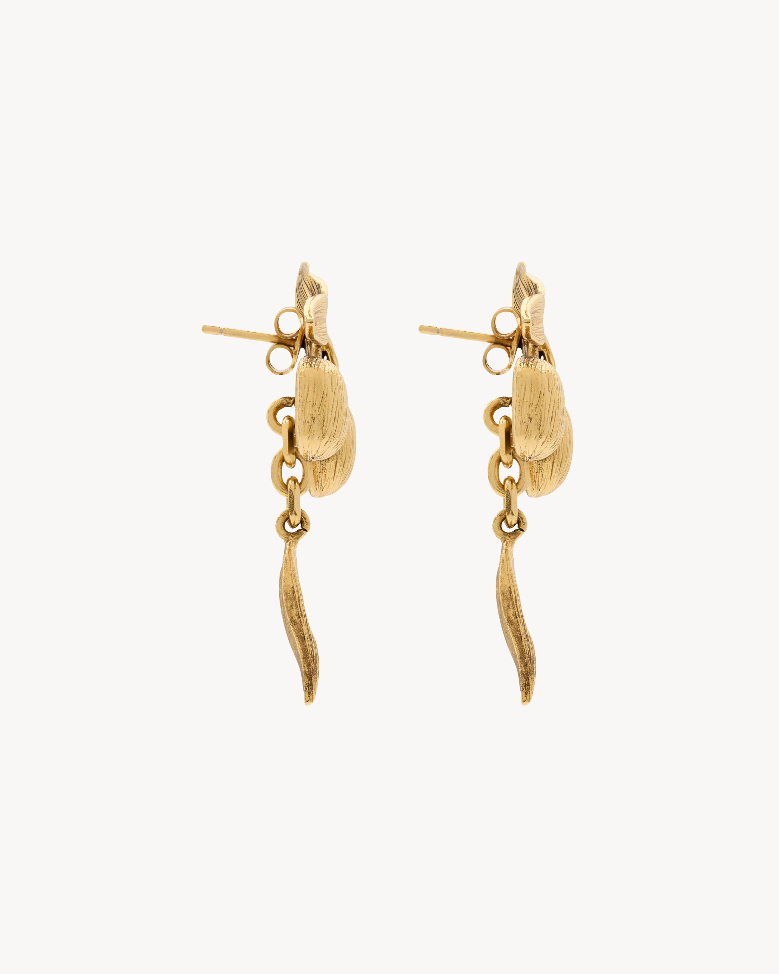 Вишневые серьги из металла Saint Laurent, золото — фото 3