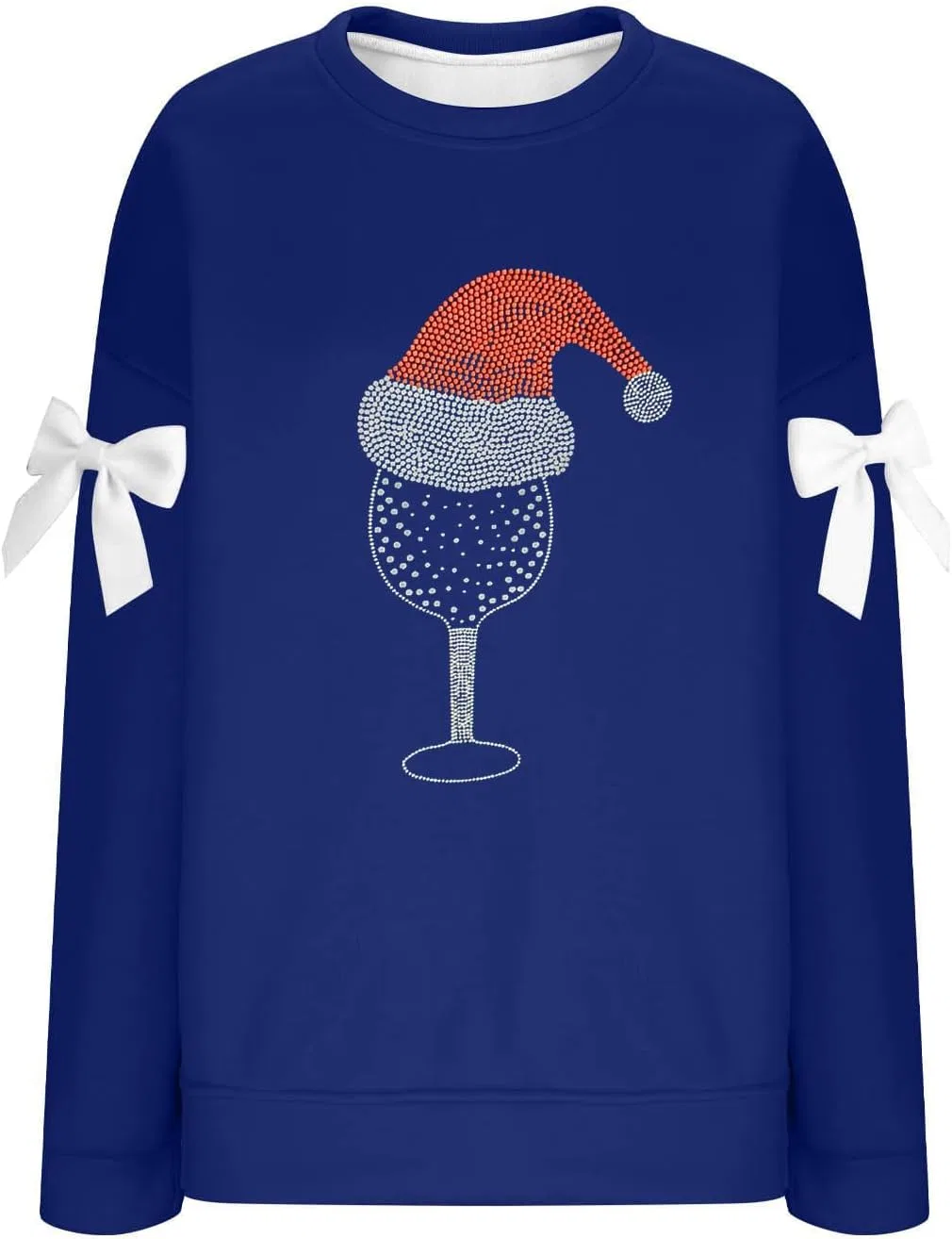 Женская блуза с принтом Санта-Клаус, Christmas, длинный рукав, 2-dark Blue — фото 4