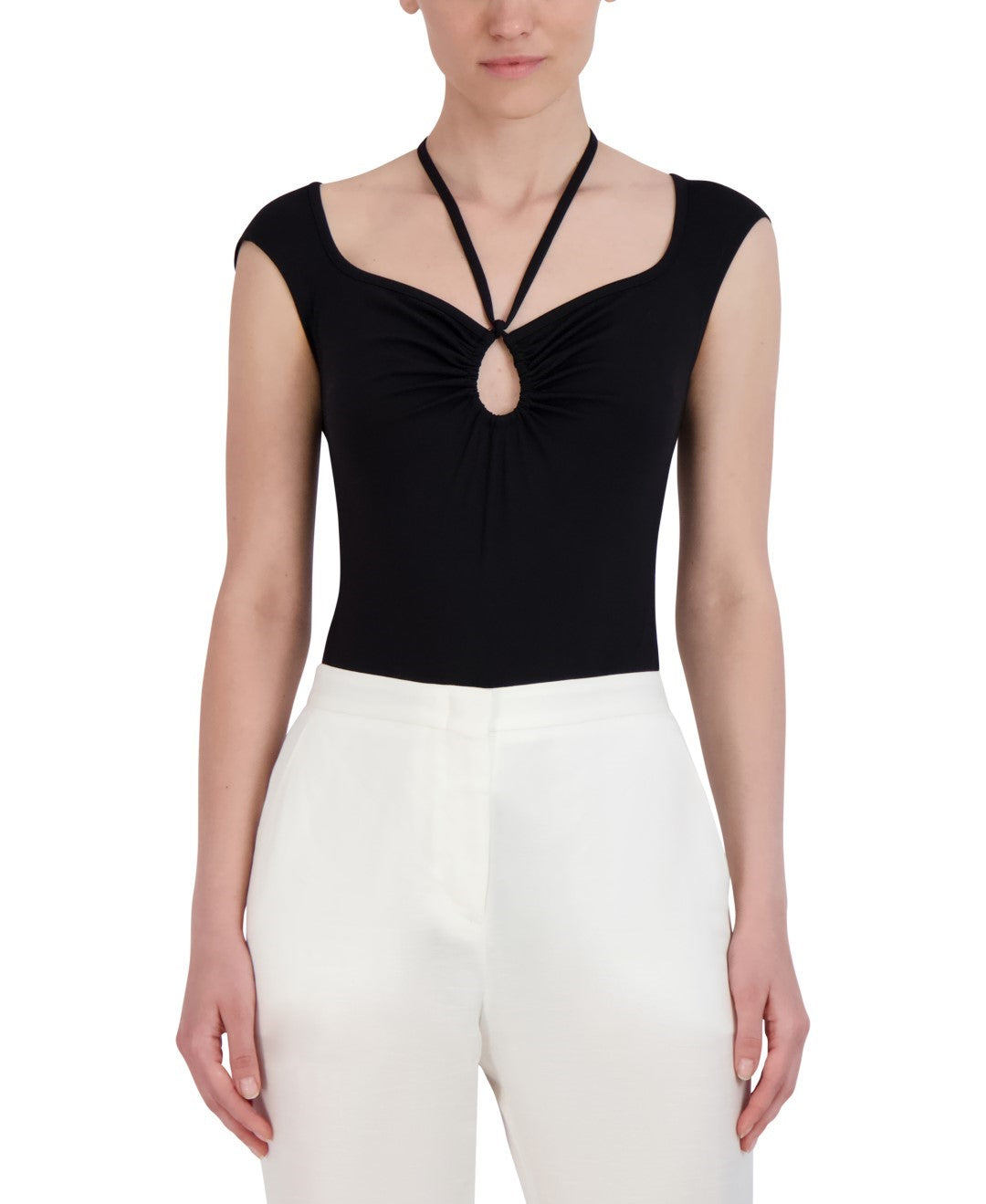 

БОДИ С ЗАВЯЗКОЙ-ХАЛТЕРОМ И ВЫРЕЗОМ-ЗАМОЧКОЙ BCBGMAXAZRIA, черный