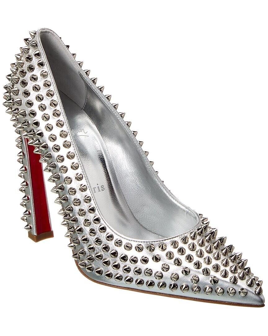 

Christian Louboutin Condora Spikes 100 Кожаные туфли, серебро