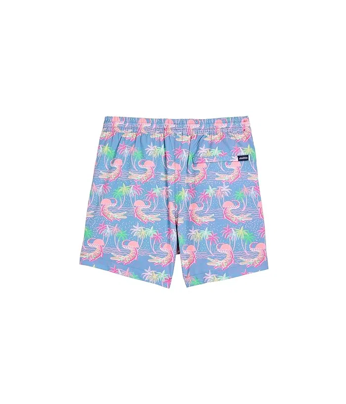 Плавки с принтом крокодила The Rock-a-crocs Lined Swim Trunk Chubbies Kids, Dusty Blue/Pattern Base — фото 2