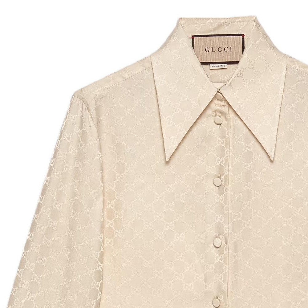 Рубашка женская Gucci Классическая, Изысканный крой, Бежевый — фото 2